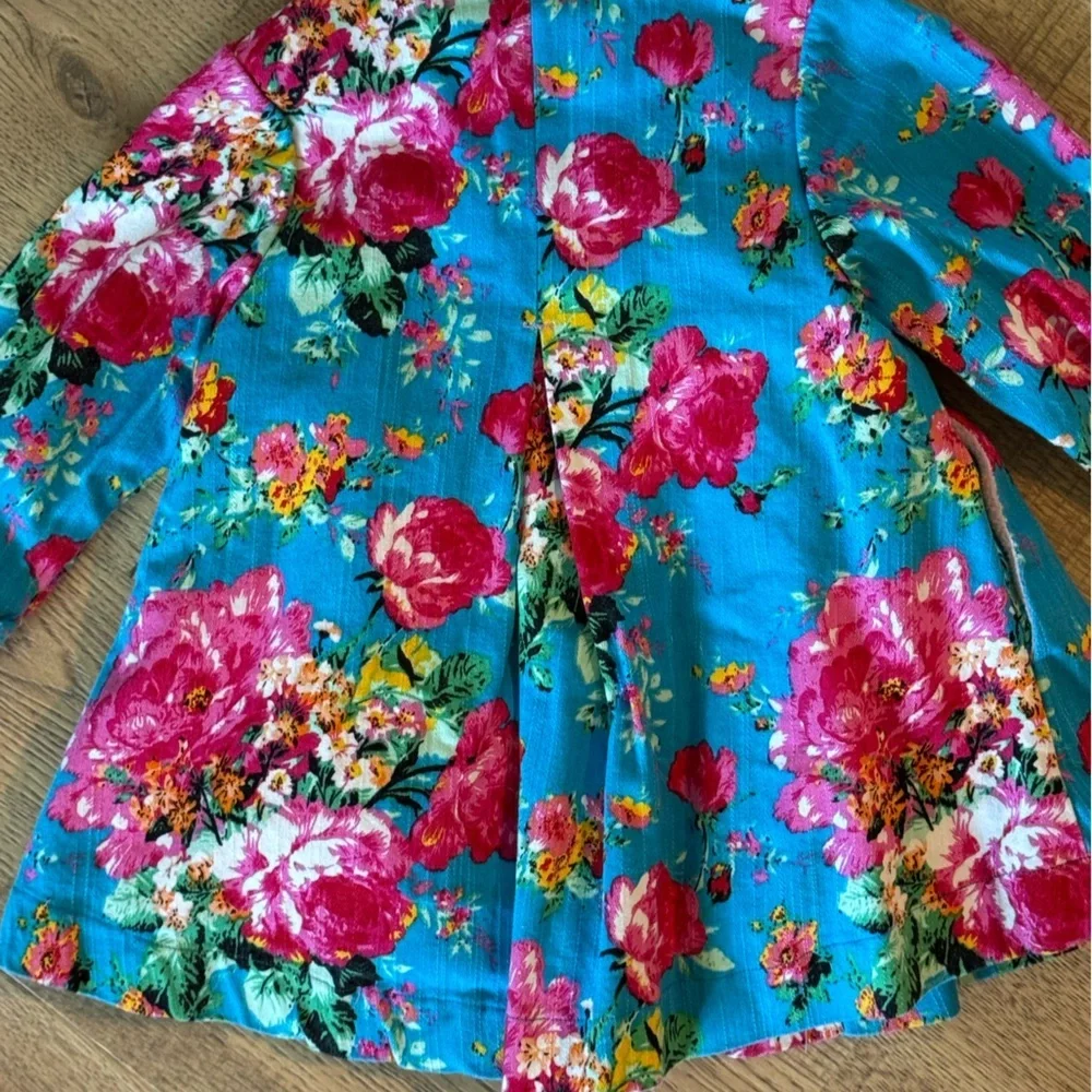 Maria Elena Toddler Floral Hooded Coat Blue Pink 2T Spring Jacket